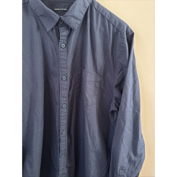 Kenneth Cole Men’s XL Slim Fit Button Down Shirt Navy Blue Dress Casual - Picture 5 of 8